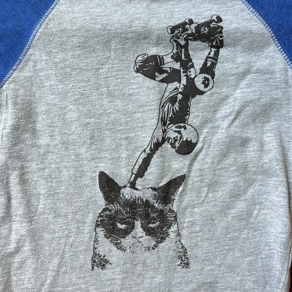 BUNDLE! Skateboarding/grumpy cat baseball style toddler T-shirt + Good Vibes T!